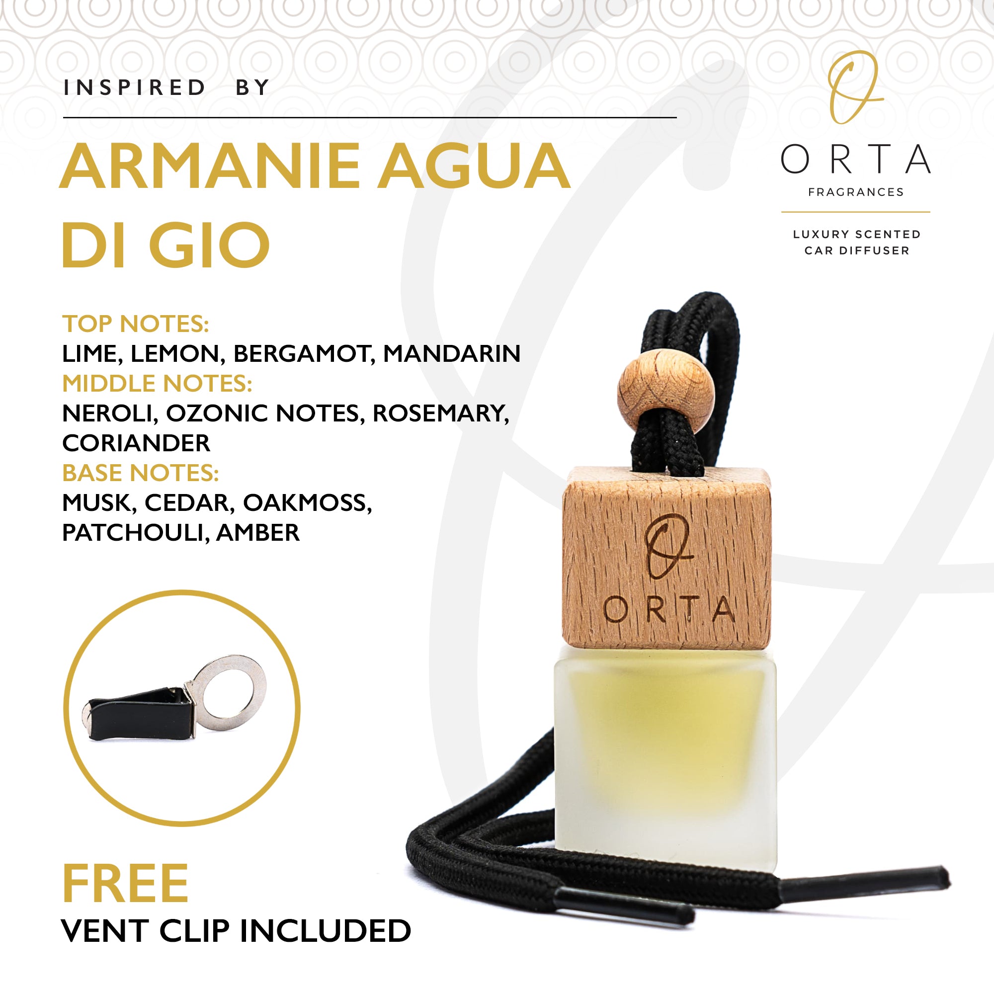 No14 Agua di Gio Inspired Car Air Freshener - 8 ml