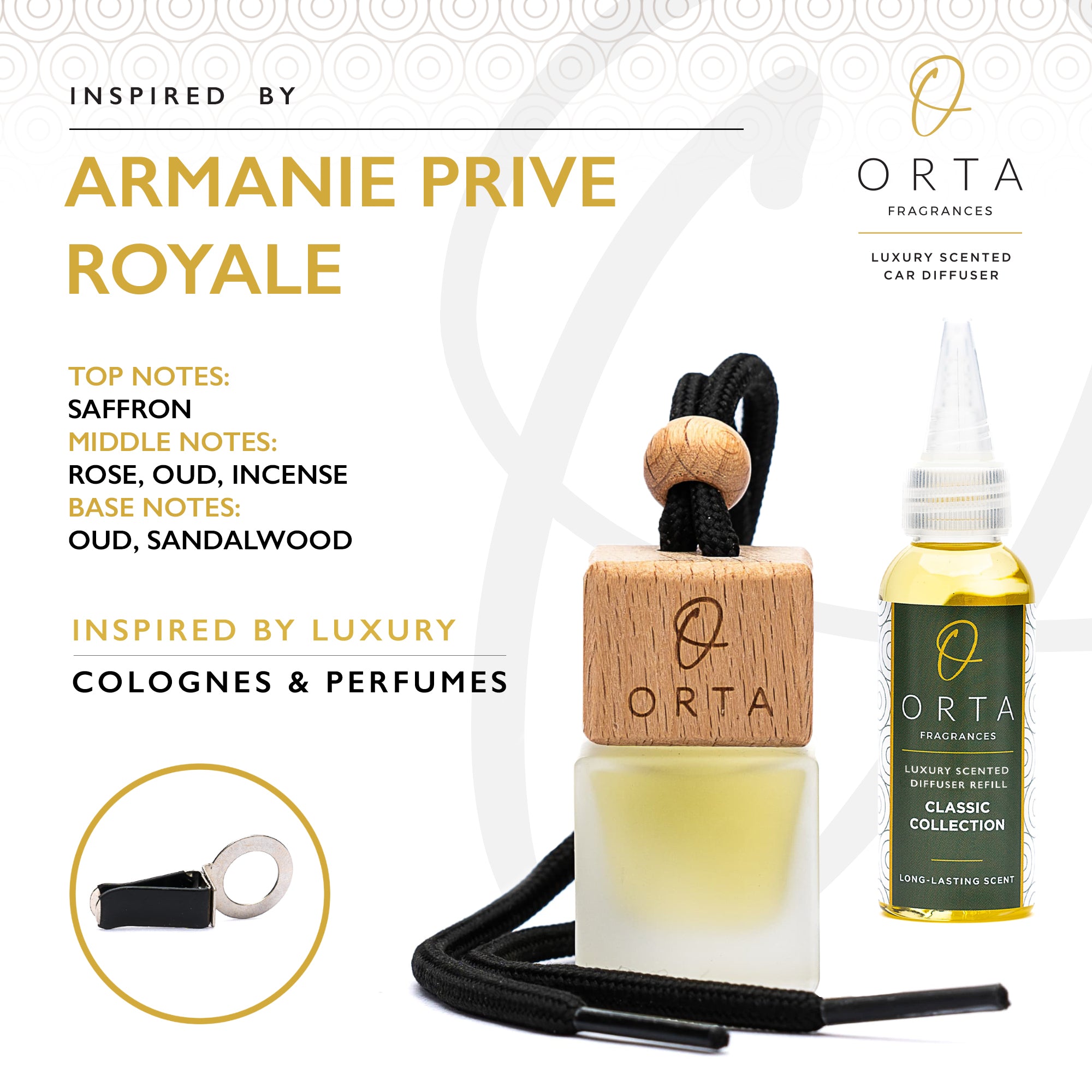 Armani Prive Oud Royal Inspired Air Freshener Set - Saffron, Incense & Sandalwood